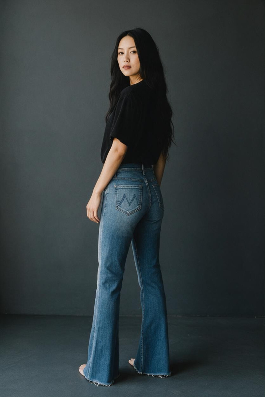 MOTHER The Weekender Flare Jeans Size 29 Blue Fray Hem